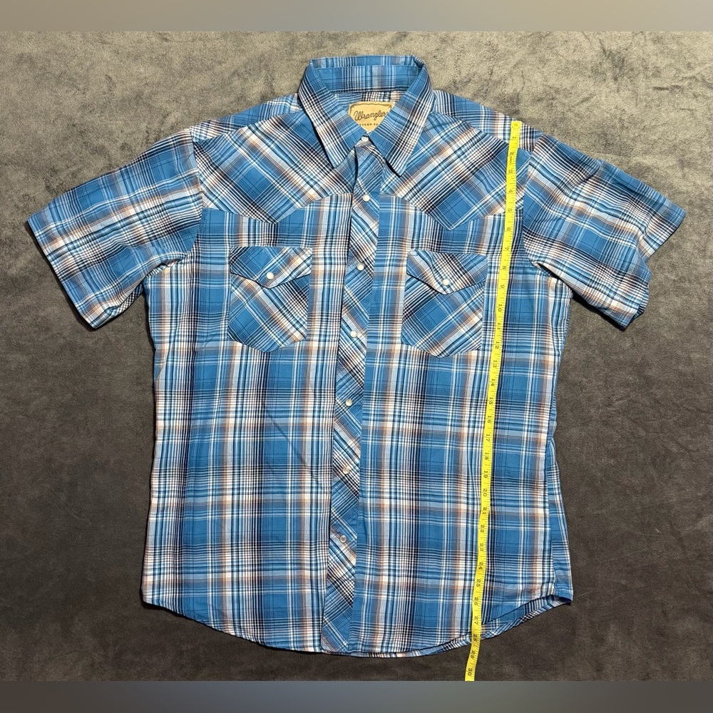 Wrangler Pearl Snap Western Shirt Men’s LARGE Short Sleeve Blue